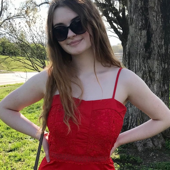 Chicways Red Lace Jumpsuit w/Adjustable Straps - Picture 4 of 8